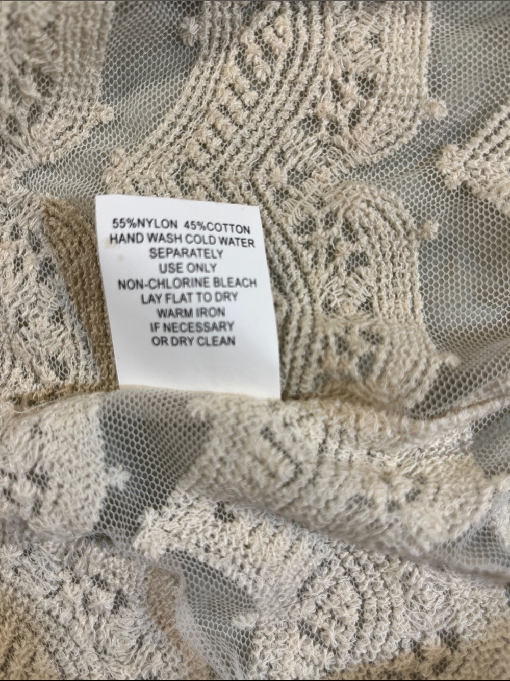 Rabbit Rabbit Rabbit Sheer Embroidered Lace Button-Front Top in Cream - Picture 4 of 4